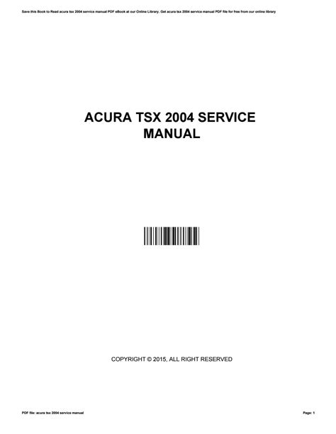 Acura Tsx 2004 Service Manual By Christopher Issuu