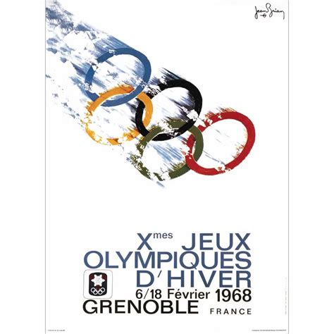 1968 Grenoble Winter Olympics Ski Lodge Decor Poster