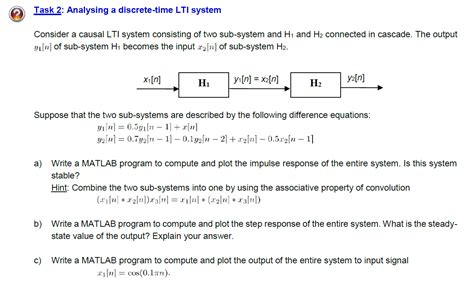 solved task 2 analysing a discrete time lti system consider