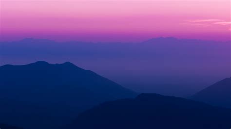 Download Wallpaper 1366x768 Sunset Horizon Adorable Mountains
