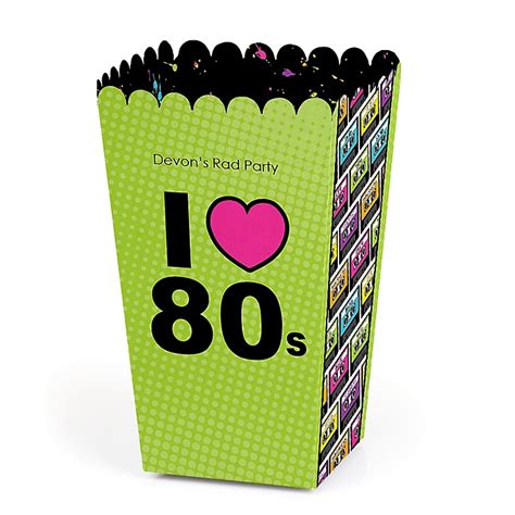 80s Retro Personalized Totally 1980s Party Popcorn Favor Treat Boxes