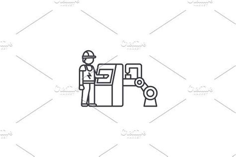 System Operator Vector Line Icon Sign Illustration On Background