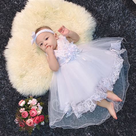 Newborn Girl Baby Dress Baby Party White Dress Vestido Bebe Christening