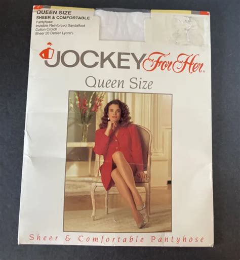 Jockey For Her Sheer Pantyhose Queen Size White Vintage Nos Nip