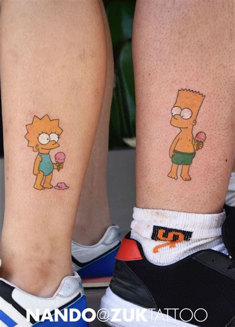 Tatuaje Dual A Color De Bart Y Lisa Simpson Tatuaje De Los Simpsons
