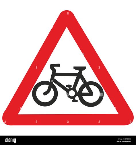 Uk Road Sign Cycle Route Path Lane Cyclists Bike Ahead Stock Photo Alamy
