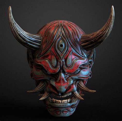 Japanese Hannya Mask Oni Demon Mask Samurai Mask Model Stl Etsy In