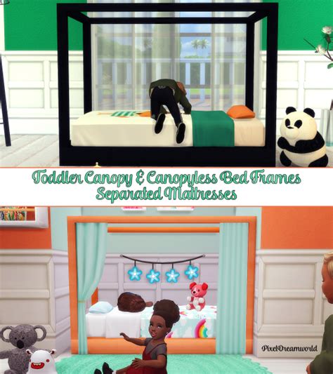 Sims 4 Ccs The Best Toddler Canopy Bed Set By Pixeldreamworld