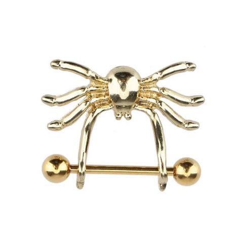 a pair of gold plated spider nipple barbell body piercing etsy