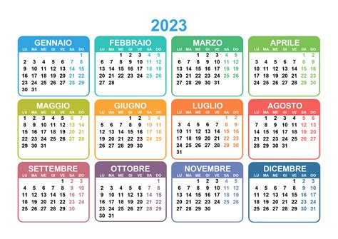 Calendario 2023 Annuale Calendario Su