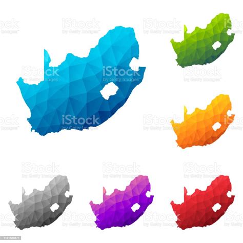 South Africa Map In Low Poly Style Colorful Polygonal Geometric Design