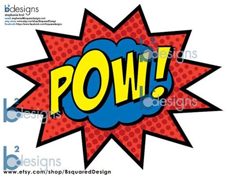 Superhero Party Signs Boom Pow Zap Bam Pop 85 X 11 Superhero Signs