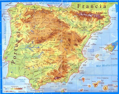 Geografía E Historia Ies Vega Del Táder Mapa Físico De España 2º