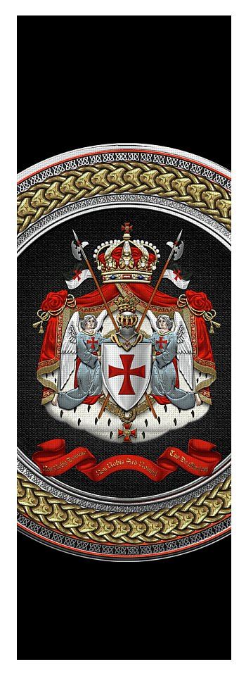 knights templar coat of arms special edition over black leather yoga mat by serge averbukh