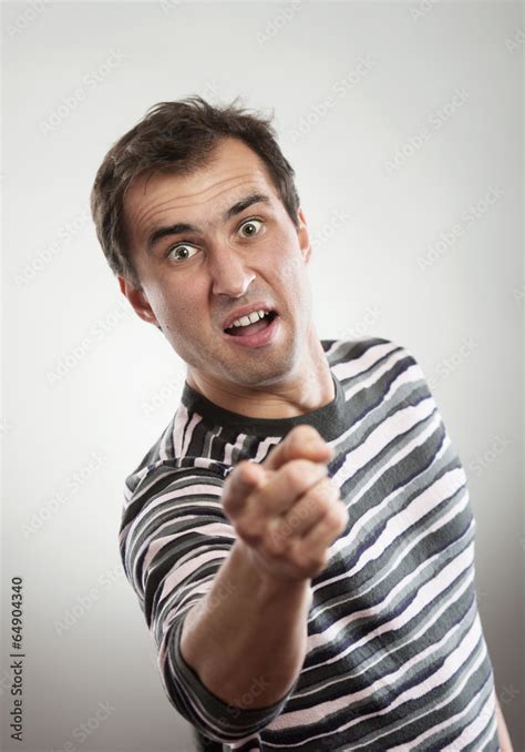 Angry Man Pointing At Camera Studio Shot Stock Photo Adobe Stock
