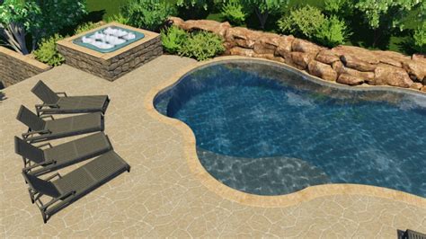 Custom Freeform Pool Model With Hot Tub St Louis Premier Pool Company