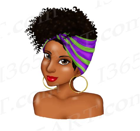 African American Woman Head Wrap Clipart Black Woman Natural Etsy