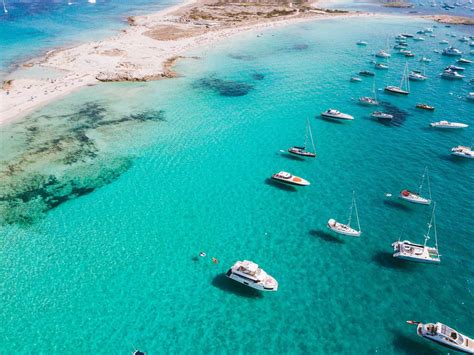 YACHT ROW FORMENTERA IBIZA FROM DRONE Ibiza Formentera Ibiza Formentera