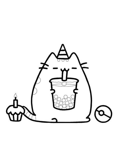 Pusheen Unicorn Birthday Cake Coloring Page Pusheen Coloring Pages Cat