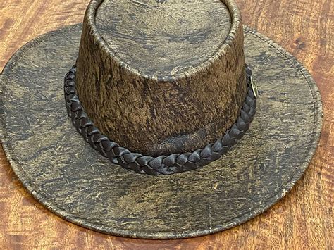 Stonewash Cowhide Leather Hat Order Online Delivery Worldwide
