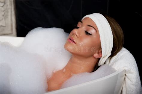 Bathing Woman Relaxing In Bath Stock Image Image Of Bathing Shower 62429769