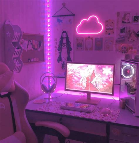 Pink Pc Setup Aesthetic Bedroom Bedroomideas Gamer Room Decor Cute