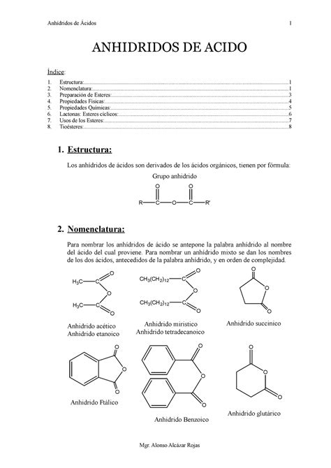 Quimica Organica Ii 05 Anhidridos Anhídridos De Ácidos Anhidridos De