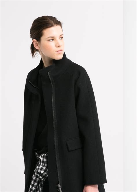 Black Wool Blend Coat Jacketin
