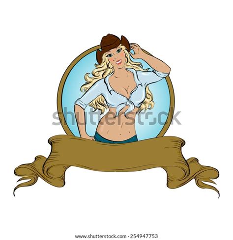 Sexy Cowgirl Vector Illustration Ribbon Banner Stock Vector Royalty Free 254947753 Shutterstock