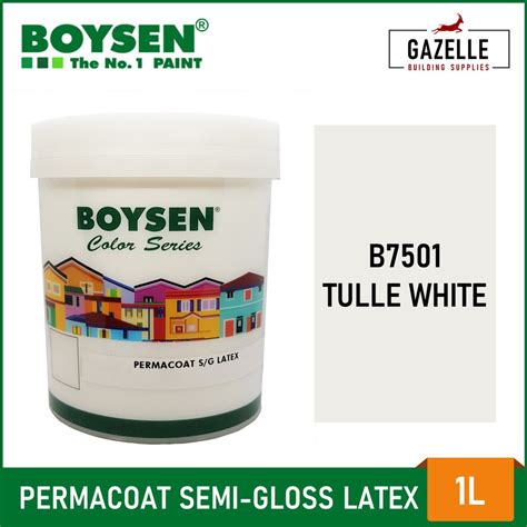 Boysen Permacoat Semi Gloss Latex Paint Tulle White B7501 1 Liter