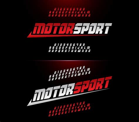 Motor Racing Sport Modern Alphabet And Number Fonts Premium Vector