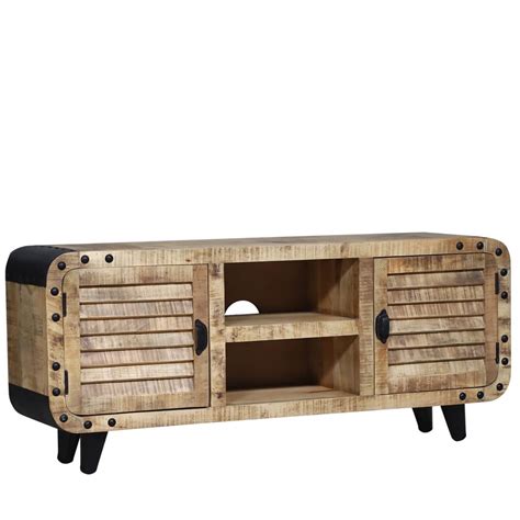 Retro Rustic Reclaimed Wood Shutter Door Tv Media Console