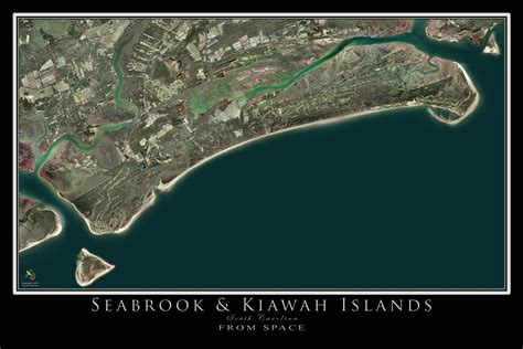 The Seabrook And Kiawah Islands South Carolina Satellite Poster Map