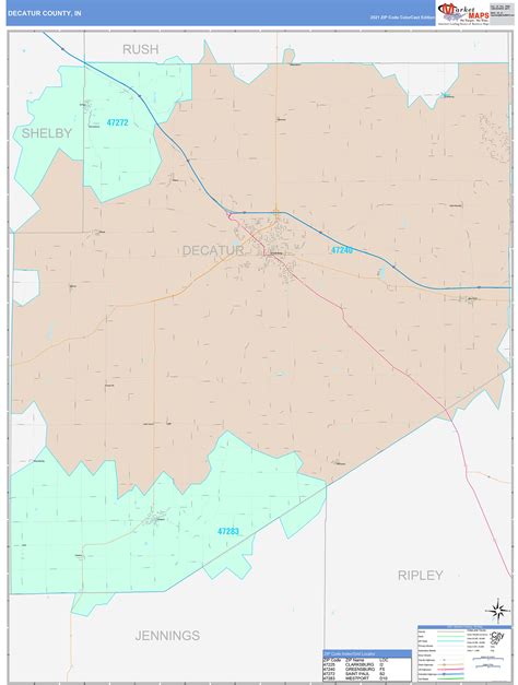 Decatur County In Wall Map Color Cast Style By Marketmaps Mapsales