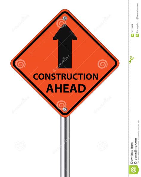 Construction Ahead Traffic Sign Royalty Free Stock Photos