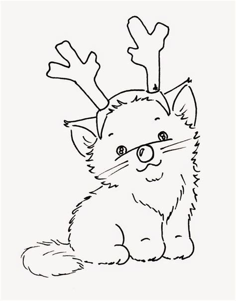 reindeer kitty | Cat coloring page, Christmas cats, Christmas coloring