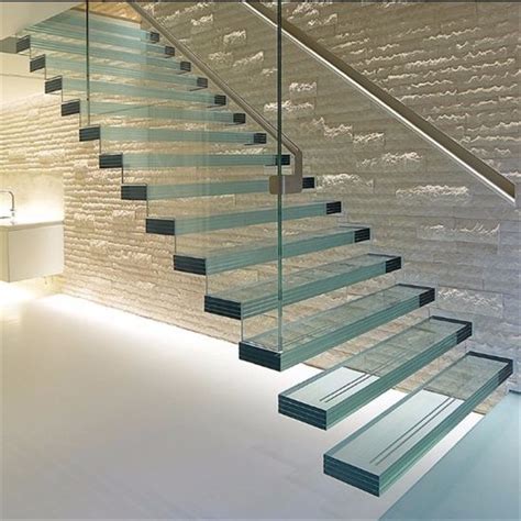 China Interior Modern Floating Staircase Tempered Glass Stair With