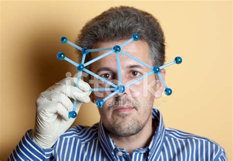 Scientist Working With Molecular Structure Stock Photo Royalty Free