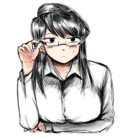 Safebooru 1girl Big Breasts Black Hair Blush Glasses Hiromasajun Komi