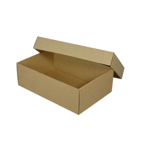 Two Piece Corrugated Shoe Box 100 Base And Lid Kraft Brown Brown Inside
