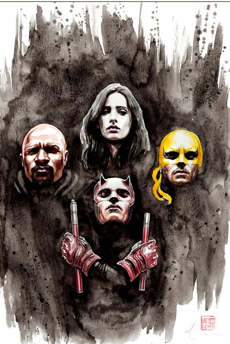 The Defenders Tv Show Painting Daredevil Jessica Jones Luke Cage