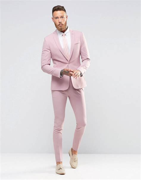Asos Super Skinny Fit Suit Jacket In Pink At Skinny Fit