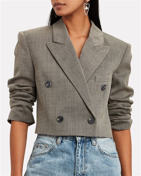 Tibi Cropped Double Breasted Blazer Intermix
