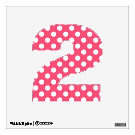 Pink And White Polka Dot Number 2 Wall Decal Zazzle