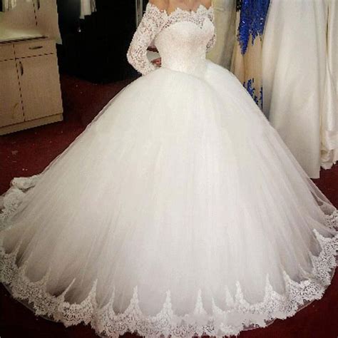 Romantic Wd0826 Off The Shoulder Long Sleeves Princess Bridal Gown 2020 Poofy Tulle Ball Gown