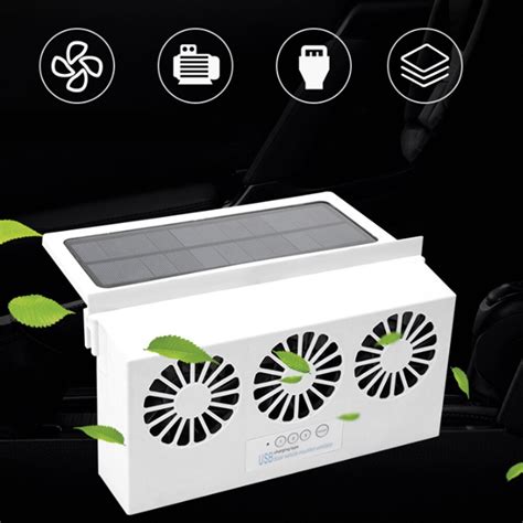 Solar Powered Car Cooler Frontrear Window Radiator Exhaust Fan Auto