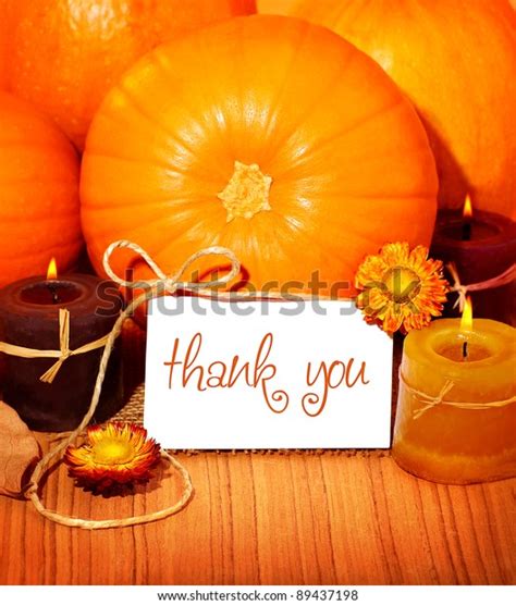 Thank You Orange Background Thanksgiving Greeting Stock Photo 89437198