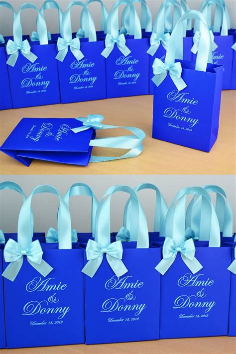 25 Chic Royal Blue Wedding Welcome Bags With Satin Ribbon Etsy