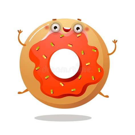 Cute Happy Funny Donut Vector Cartoon Stock Vector Illustration Of 208