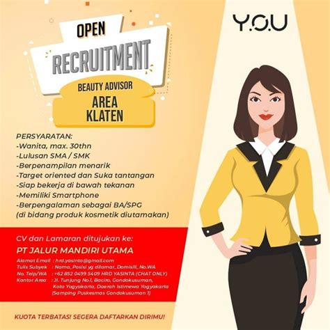 Lowker klaten desember 31, 2020. Lowongan Kerja Beauty Advisor You Area Klaten - INFO LOKER ...
